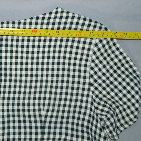 Vintage 90s Gingham Print Dress Short Sleeve Green & Cream Maxi Dress Nu Venture - Picture 7 of 10